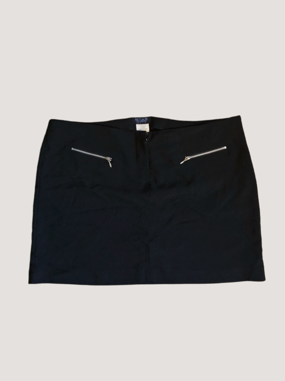 Star City Y2k Black Zip-Pocket Mini Skirt!